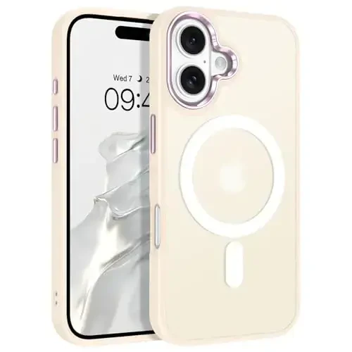 BENTOBEN iPhone 16 bilan mos keladigan g‘ilof, magnitli iPhone 16 g‘ilofi [Magsafe bilan mos keladi] yarim shaffof matli telefon g‘ilofi iPhone 16 ingichka zarbga chidamli ayollar erkaklar himoya qopqog‘i iPhone 16 uchun, oq - 1