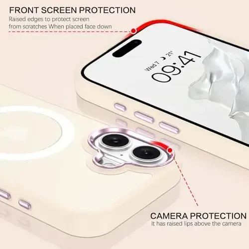 BENTOBEN iPhone 16 bilan mos keladigan g‘ilof, magnitli iPhone 16 g‘ilofi [Magsafe bilan mos keladi] yarim shaffof matli telefon g‘ilofi iPhone 16 ingichka zarbga chidamli ayollar erkaklar himoya qopqog‘i iPhone 16 uchun, oq - 6