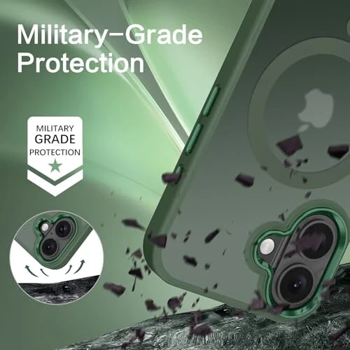 BENTOBEN iPhone 16 Case bilan mos keladi, Magnitli iPhone 16 G'ilofi [Magsafe bilan mos] Yarim shaffof matli telefon g'ilofi iPhone 16 Yupqa Shokka chidamli ayollar erkaklar himoya qopqog'i iPhone 16 uchun, Yashil - 4