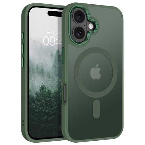 BENTOBEN iPhone 16 Case bilan mos keladi, Magnitli iPhone 16 G'ilofi [Magsafe bilan mos] Yarim shaffof matli telefon g'ilofi iPhone 16 Yupqa Shokka chidamli ayollar erkaklar himoya qopqog'i iPhone 16 uchun, Yashil - 1