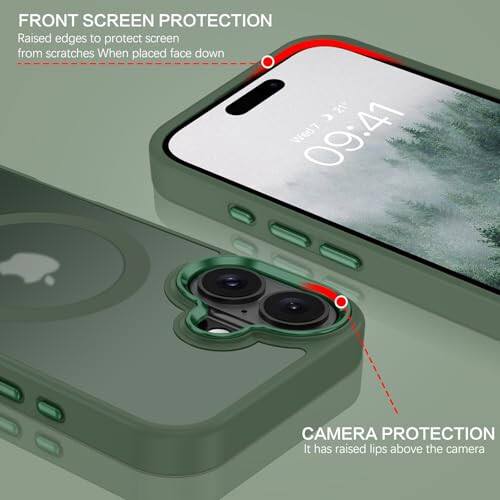 BENTOBEN iPhone 16 Case bilan mos keladi, Magnitli iPhone 16 G'ilofi [Magsafe bilan mos] Yarim shaffof matli telefon g'ilofi iPhone 16 Yupqa Shokka chidamli ayollar erkaklar himoya qopqog'i iPhone 16 uchun, Yashil - 5