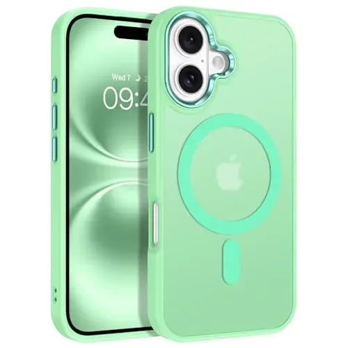 BENTOBEN Magnetic for iPhone 16 Case, Phone Case iPhone 16 [Compatible with Magsafe] Translucent Matte Phone Case iPhone 16 Slim Fit Shockproof Women Men Protective Cover for iPhone 16, Matcha Green - 1