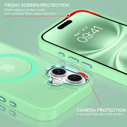 BENTOBEN Magnetic for iPhone 16 Case, Phone Case iPhone 16 [Compatible with Magsafe] Translucent Matte Phone Case iPhone 16 Slim Fit Shockproof Women Men Protective Cover for iPhone 16, Matcha Green - 5