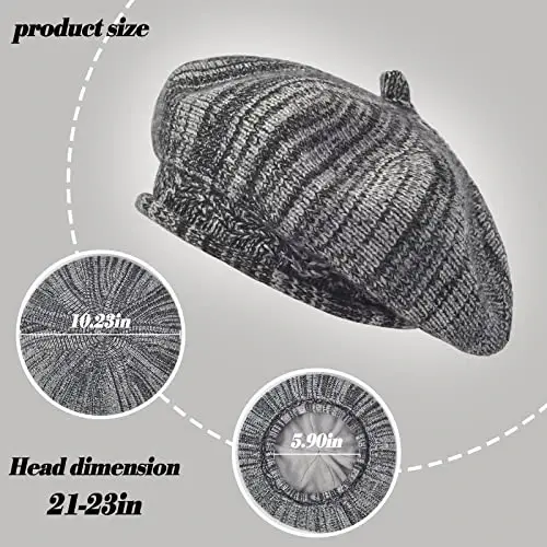 Beret ayollar shapkasi, fransuzcha uslubdagi qishki moda issiq junli astarli trikotaj shapka - 3