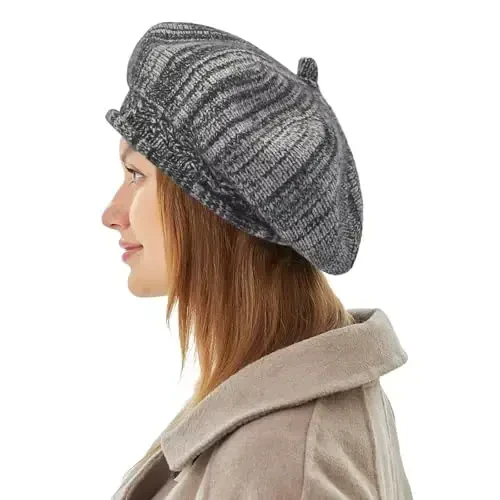 Beret ayollar shapkasi, fransuzcha uslubdagi qishki moda issiq junli astarli trikotaj shapka 