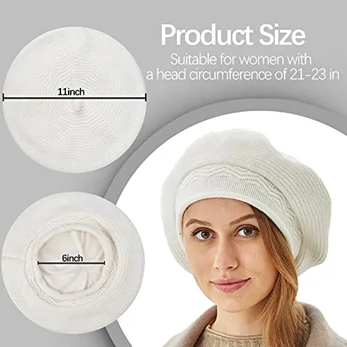 Beret Hat for Women, French Style Beanie Winter Fashion Warm Wool Lining Knit Cap - Modazone (1)