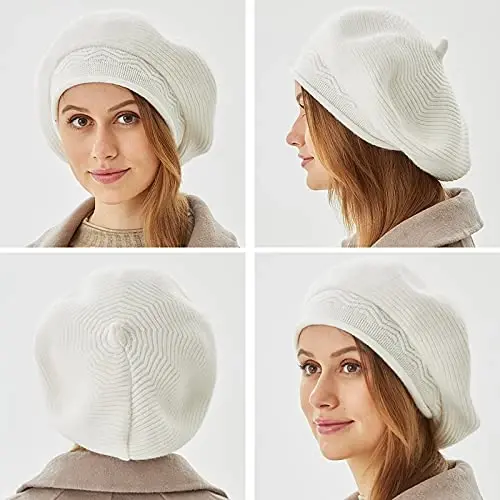 Beret Hat for Women, French Style Beanie Winter Fashion Warm Wool Lining Knit Cap - 6