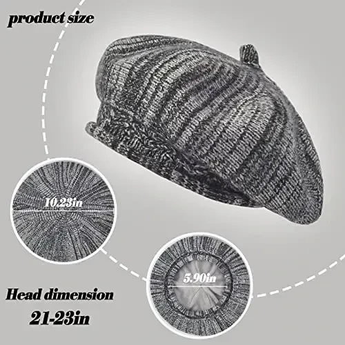 Beret Hat for Women, French Style Beanie Winter Fashion Warm Wool Lining Knit Cap - 3