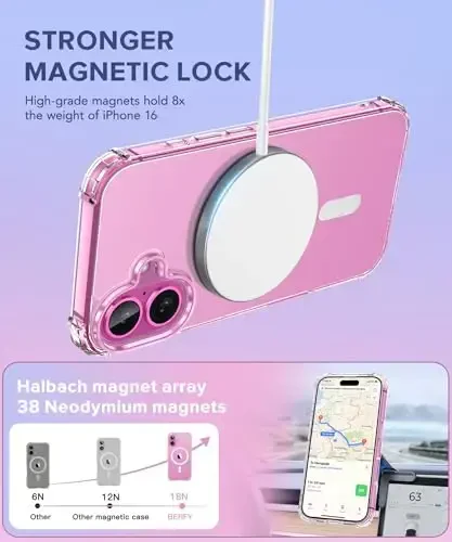 BERFY Compatible with iPhone 16 Case Glitter, [3 in 1] with Screen Protector + Camera Lens Protector, [Non-Yellowing] Clear Sparkle Slim Shockproof Hard Phone Cover for Women 6.1