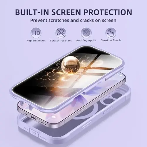 BERFY для чехла iPhone 17, совместимый с MagSafe, со встроенным защитным экраном для конфиденциальности, защитой камеры, противоударный полноразмерный чехол для телефона 6.3