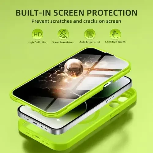 BERFY для iPhone 14 Pro Max, совместимый с MagSafe, встроенная защитная пленка для экрана и защита камеры, противоударный матовый чехол для телефона с защитой от шпионства для 14 Pro Max 6.7