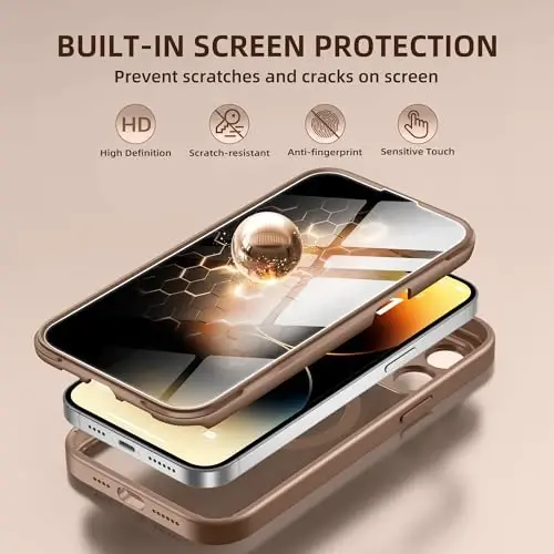 BERFY for iPhone 14 Pro Max Case, Compatible with MagSafe, Built-in Privacy Screen Protector and Camera Protection, Anti-Spy Full Body Shockproof Clear Phone Case for 14 Pro Max 6.7