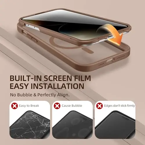 BERFY for iPhone 14 Pro Max Case, Compatible with MagSafe, Built-in Privacy Screen Protector and Camera Protection, Anti-Spy Full Body Shockproof Clear Phone Case for 14 Pro Max 6.7