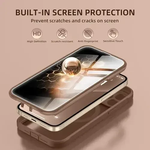 BERFY for iPhone 12 Pro Max Case, Compatible with MagSafe, Built-in Privacy Screen Protector and Camera Protection, Anti-Spy Full Body Shockproof Clear Phone Case for 12 Pro Max 6.7