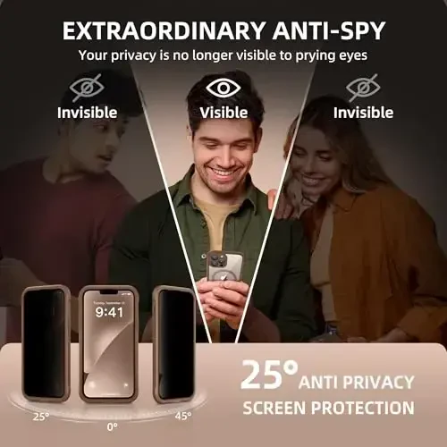 BERFY for iPhone 13 Pro Max Case, Compatible with MagSafe, Built-in Privacy Screen Protector and Camera Protection, Anti-Spy Full Body Shockproof Clear Phone Case for 13 Pro Max 6.7