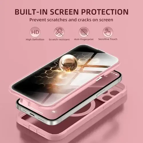 BERFY for iPhone 13 Pro Max Case, Compatible with MagSafe, Built-in Privacy Screen Protector and Camera Protection, Anti-Spy Full Body Shockproof Clear Phone Case for 13 Pro Max 6.7