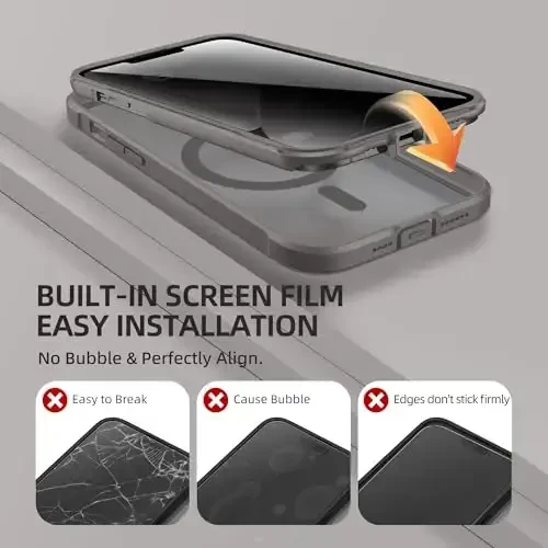 BERFY for iPhone 13 Pro Max Case, MagSafe bilan mos, o'rnatilgan maxfiylik ekran himoyachisi va kamera himoyasi, Anti-Spy to'liq korpusli zarbga chidamli shaffof telefon qutisi 13 Pro Max 6.7