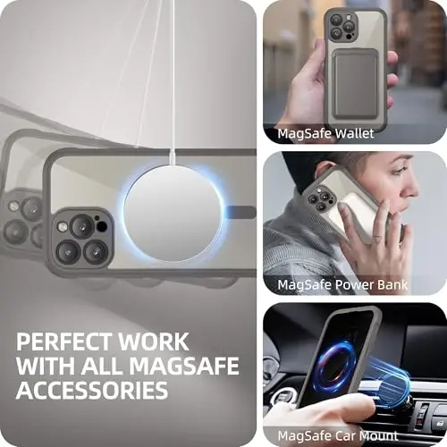 BERFY for iPhone 13 Pro Max Case, MagSafe bilan mos, o'rnatilgan maxfiylik ekran himoyachisi va kamera himoyasi, Anti-Spy to'liq korpusli zarbga chidamli shaffof telefon qutisi 13 Pro Max 6.7