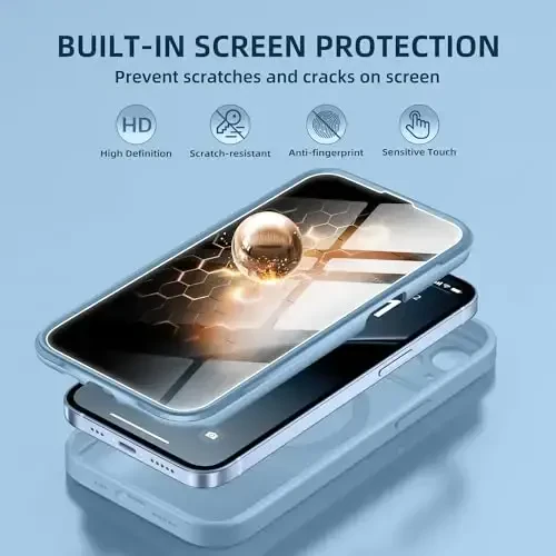 BERFY for iPhone 14 Case, Compatible with MagSafe, Built-in Privacy Screen Protector and Camera Protection, Anti-Spy Full Body Shockproof Clear Phone Case for 14 6.1