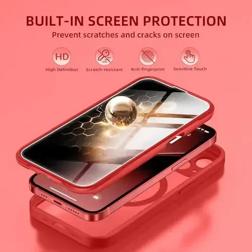 BERFY for iPhone 14 Case, Compatible with MagSafe, Built-in Privacy Screen Protector and Camera Protection, Anti-Spy Full Body Shockproof Clear Phone Case for 14 6.1