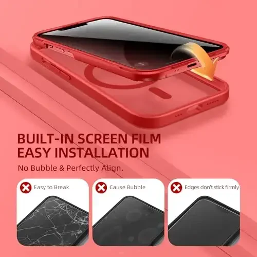 BERFY for iPhone 14 Case, Compatible with MagSafe, Built-in Privacy Screen Protector and Camera Protection, Anti-Spy Full Body Shockproof Clear Phone Case for 14 6.1