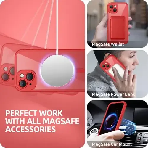 BERFY for iPhone 14 Case, Compatible with MagSafe, Built-in Privacy Screen Protector and Camera Protection, Anti-Spy Full Body Shockproof Clear Phone Case for 14 6.1