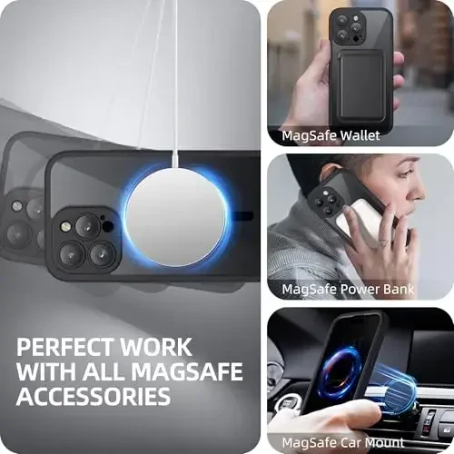 BERFY for iPhone 14 Pro Max Case, Compatible with MagSafe, Built-in Privacy Screen Protector and Camera Protection, Anti-Spy Full Body Shockproof Clear Phone Case for 14 Pro Max 6.7