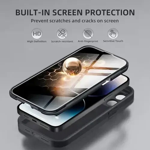 BERFY for iPhone 14 Pro Max Case, Compatible with MagSafe, Built-in Privacy Screen Protector and Camera Protection, Anti-Spy Full Body Shockproof Matte Phone Case for 14 Pro Max 6.7