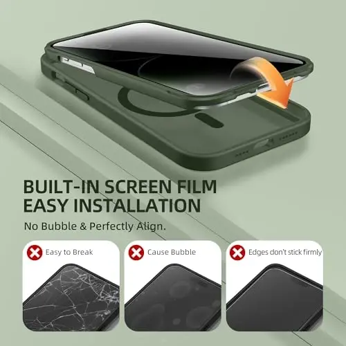BERFY for iPhone 14 Pro Max Case, Compatible with MagSafe, Built-in Privacy Screen Protector, Camera Protection, Shockproof Full Body Phone Case 6.7