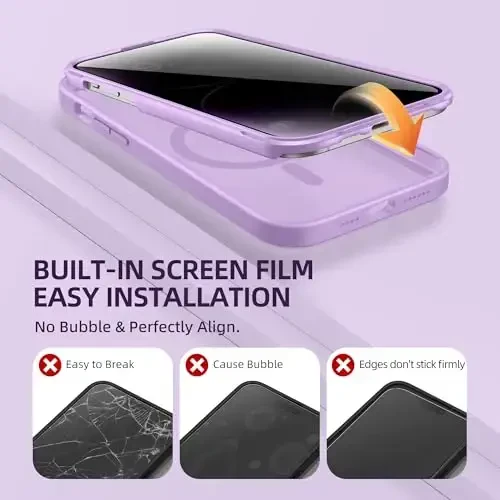 BERFY for iPhone 14 Pro Max Case, MagSafe bilan mos, o'rnatilgan Maxfiylik Ekran Himoyachisi va Kamera Himoyasi, Anti-Casus To'liq Tana Zarba o'tkazmaydigan Mat Telefon G'ilofi 14 Pro Max 6.7