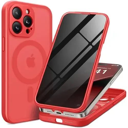 BERFY for iPhone 14 Pro Max Case, MagSafe bilan mos, O'rnatilgan Privacy Screen Protector va Kamera himoyasi, Anti-Spy Full Body zarbaga chidamli mat telefon g'ilofi 14 Pro Max 6.7
