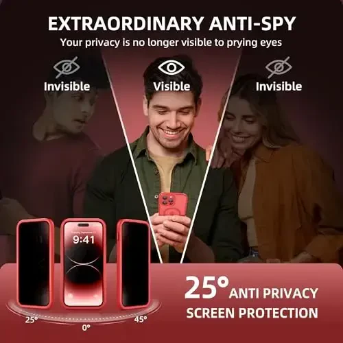 BERFY for iPhone 14 Pro Max Case, MagSafe bilan mos, O'rnatilgan Privacy Screen Protector va Kamera himoyasi, Anti-Spy Full Body zarbaga chidamli mat telefon g'ilofi 14 Pro Max 6.7