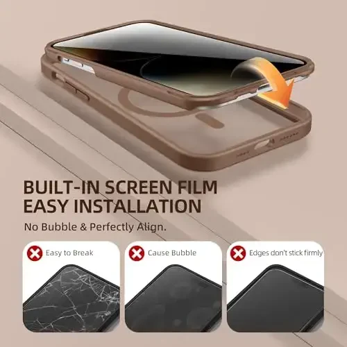 BERFY for iPhone 14 Pro Max Case, MagSafe bilan mos, o'rnatilgan Privacy Screen Protector va Kamera himoyasi, Anti-Spy to'liq tanani qoplaydigan zarbga chidamli shaffof telefon g'ilofi 14 Pro Max 6.7