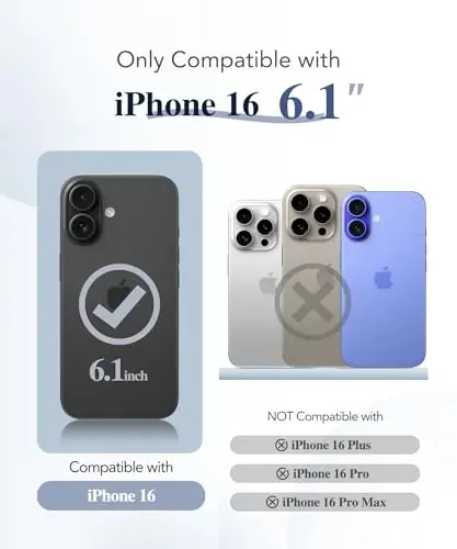 BERFY for iPhone 16 Case, Compatible with MagSafe, Built-in Glass Screen Protector, Camera Protection, Shockproof Full Body Phone Case 6.1