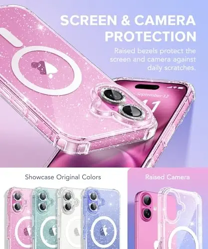 BERFY for iPhone 16 Plus Case Glitter 6.7