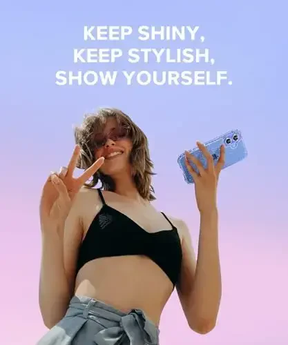 BERFY for iPhone 16 Plus Case Glitter, with 9H Tempered Screen Protector + 2X Diamond Camera Lens Protectors, [Non-Yellowing] Women Clear Sparkly Cute Bling Hard Shockproof Cover 6.7