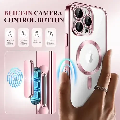 BERFY for iPhone 16 Pro Case, Compatible with MagSafe, Built-in 9H Tempered Screen Protector and Camera Protection, Full Body Shockproof Plating Phone Case for 16 Pro 6.3