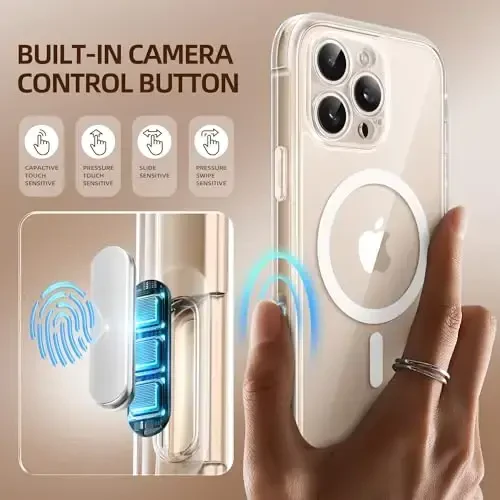 BERFY for iPhone 16 Pro Case, Compatible with MagSafe, Built-in Privacy Screen Protector and Camera Protection, Anti-Spy Full Body Shockproof Clear Phone Case for 16 Pro 6.3