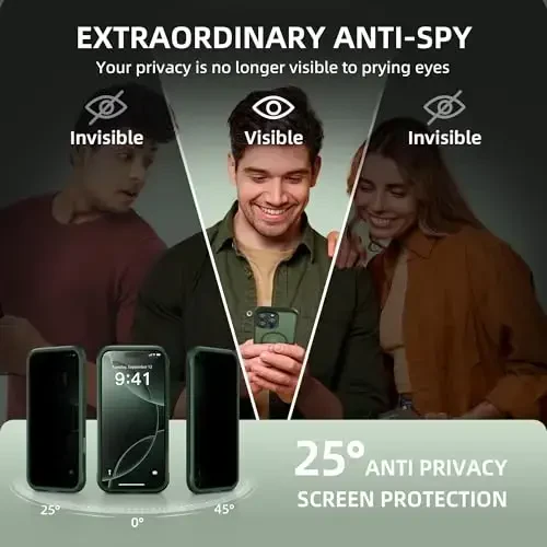 BERFY for iPhone 16 Pro Case, Compatible with MagSafe, Built-in Privacy Screen Protector and Camera Protection, Anti-Spy Full Body Shockproof Matte Phone Case for 16 Pro 6.3