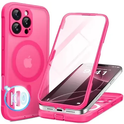 BERFY for iPhone 16 Pro Case, Compatible with MagSafe, Built-in Privacy Screen Protector and Camera Protection, Anti-Spy Full Body Shockproof Matte Phone Case for 16 Pro 6.3