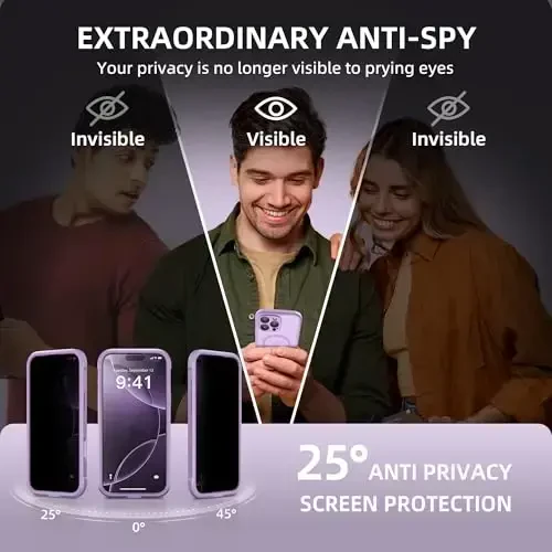 BERFY for iPhone 16 Pro Case, Compatible with MagSafe, Built-in Privacy Screen Protector and Camera Protection, Anti-Spy Full Body Shockproof Matte Phone Case for 16 Pro 6.3