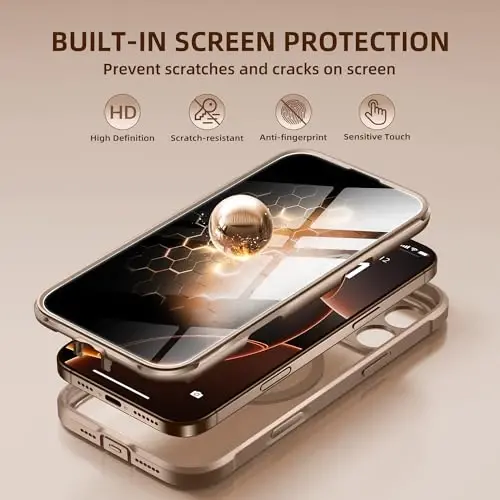 BERFY for iPhone 16 Pro Case, Compatible with MagSafe, Built-in Privacy Screen Protector, Camera Protection, Shockproof Full Body Phone Case 6.3