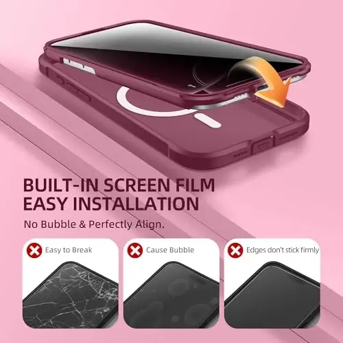 BERFY for iPhone 16 Pro Case, Compatible with MagSafe, Built-in Privacy Screen Protector, Camera Protection, Shockproof Full Body Phone Case 6.3