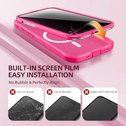 BERFY for iPhone 16 Pro Case, Compatible with MagSafe, Built-in Privacy Screen Protector, Camera Protection, Shockproof Full Body Phone Case 6.3