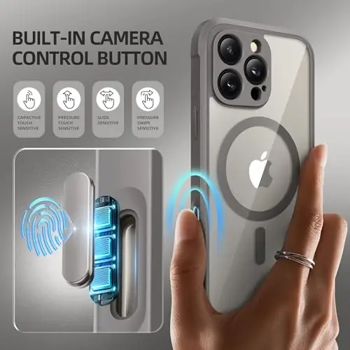BERFY for iPhone 16 Pro Case, MagSafe bilan mos, o'rnatilgan maxfiylik ekran himoyasi, kamera himoyasi, zarbaga chidamli to'liq korpus telefon g'ilofi 6.3