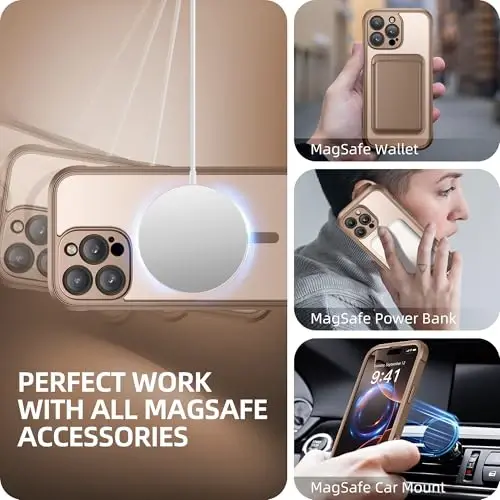 BERFY for iPhone 16 Pro Max Case, Compatible with MagSafe, Built-in Glass Screen Protector, Camera Protection, Shockproof Full Body Phone Case 6.9
