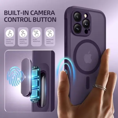 BERFY for iPhone 16 Pro Max Case, Compatible with MagSafe, Built-in Glass Screen Protector, Camera Protection, Shockproof Full Body Phone Case 6.9