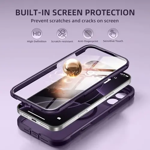 BERFY for iPhone 16 Pro Max Case, Compatible with MagSafe, Built-in Glass Screen Protector, Camera Protection, Shockproof Full Body Phone Case 6.9