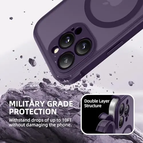BERFY for iPhone 16 Pro Max Case, Compatible with MagSafe, Built-in Glass Screen Protector, Camera Protection, Shockproof Full Body Phone Case 6.9