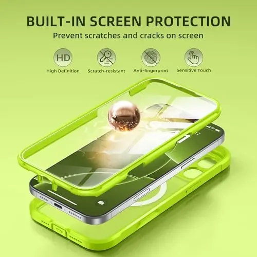 BERFY for iPhone 16 Pro Max Case, Compatible with MagSafe, Built-in Glass Screen Protector, Camera Protection, Shockproof Full Body Phone Case 6.9